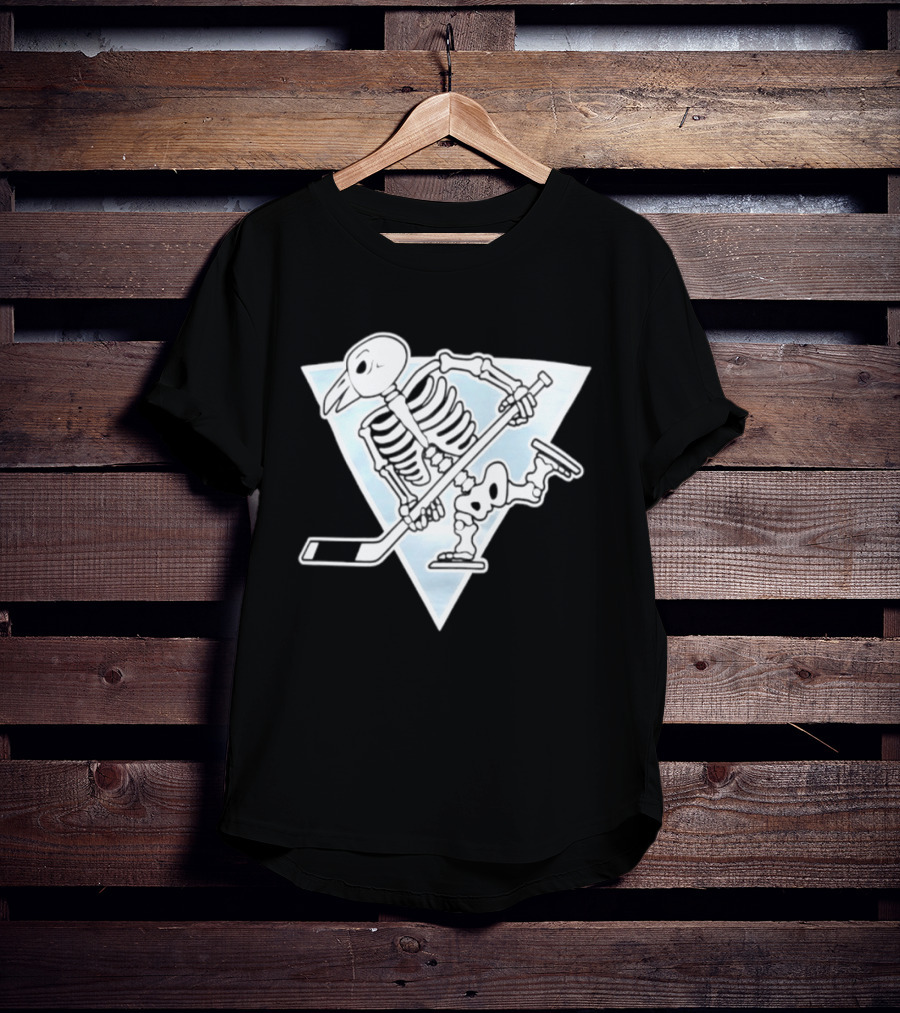 Pittsburgh Penguins Skeleton Bird Hockey Triangle T-Shirt