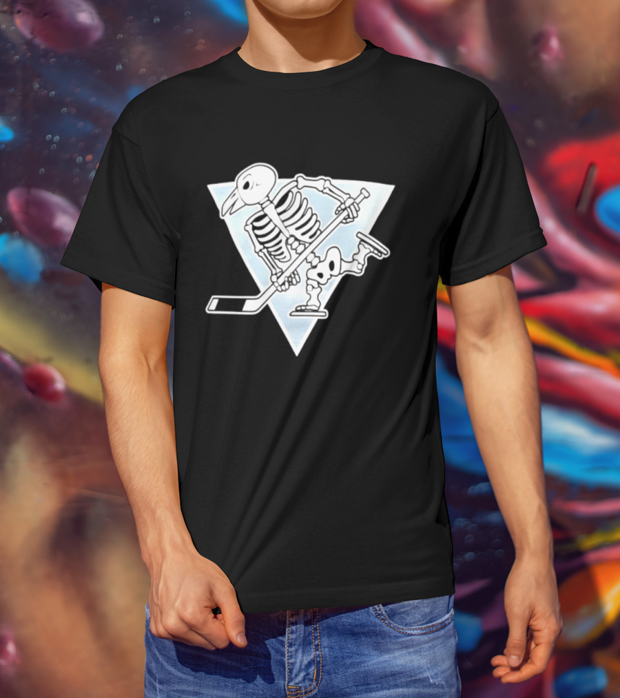 Pittsburgh Penguins Skeleton Bird Hockey Triangle T-Shirt