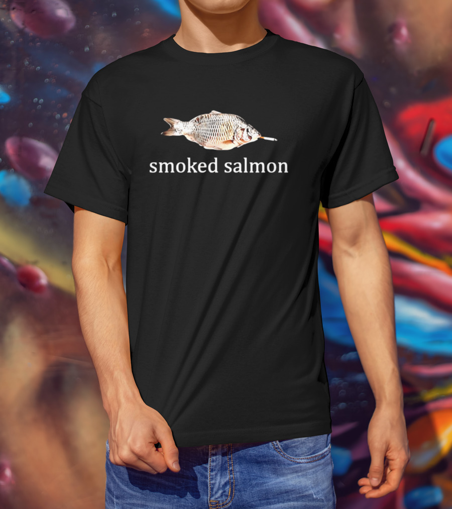 Smoked Salmon Fish With Cigarette Humor T-Shirt