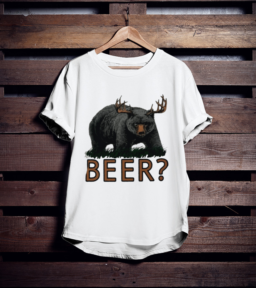 Bear With Antlers Beer T-Shirt