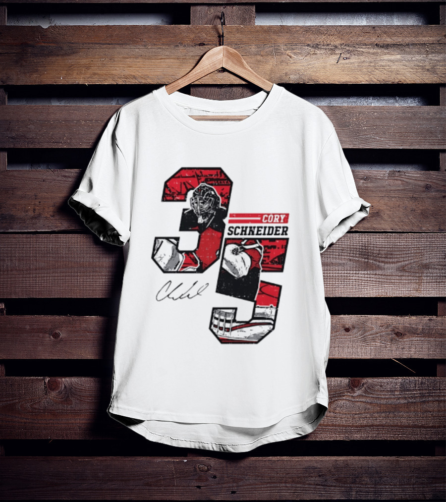 Cory Schneider New Jersey Devils 35 Signature Offset T-Shirt
