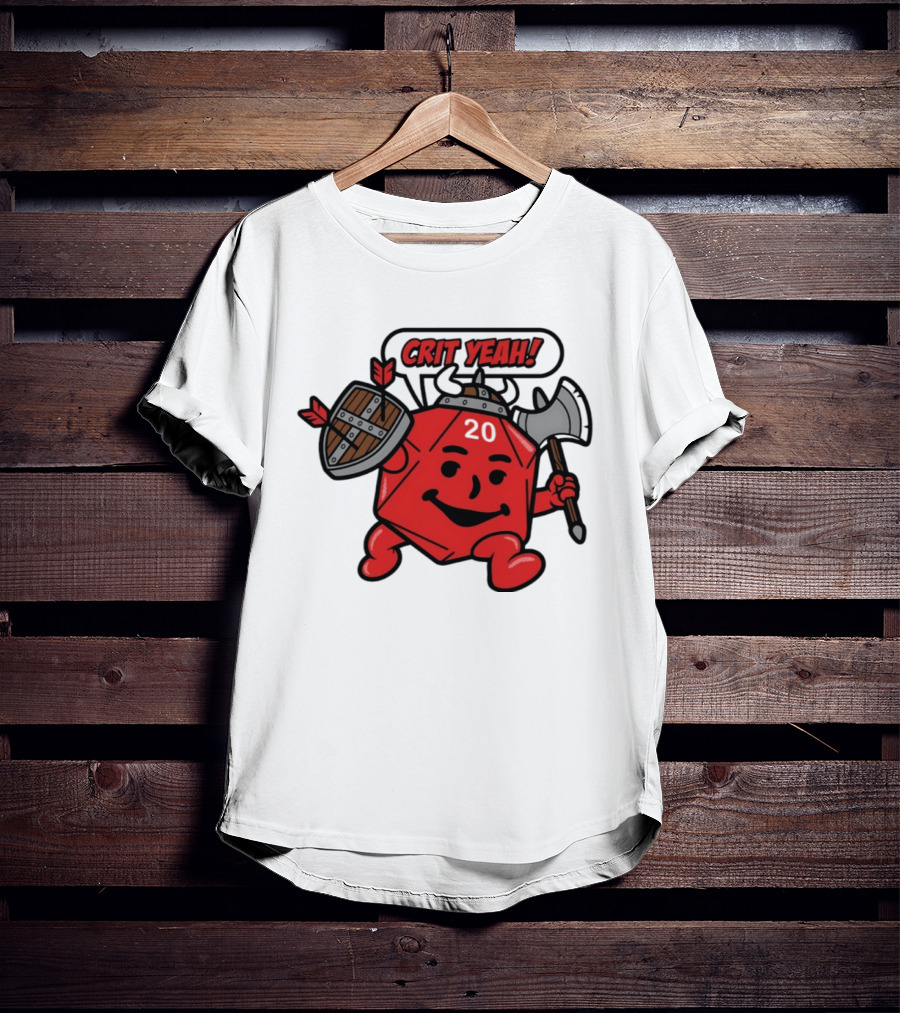 Crit Yeah D20 Viking Dice With Axe And Shield T-Shirt