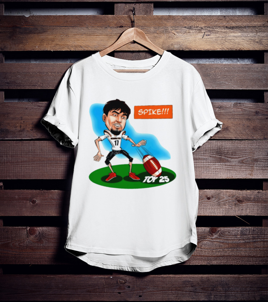 Drew Mestemaker Oklahoma State Football Spike Top 25 Player Caricature T-Shirt