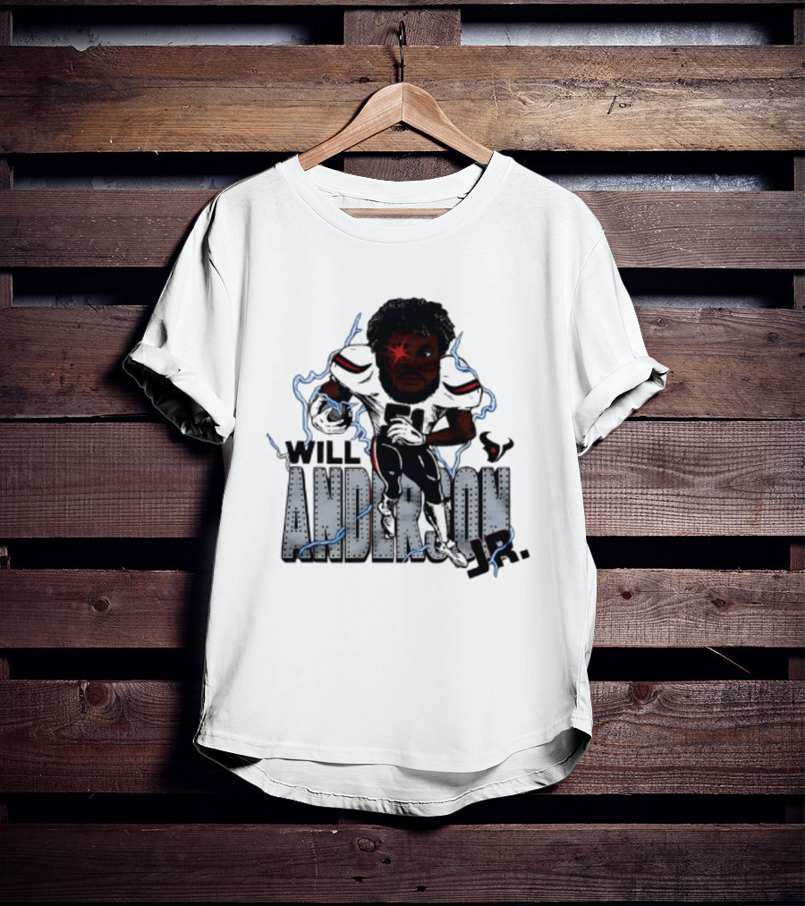 Houston Texans Will Anderson Jr Lightning Caricature Player T-Shirt
