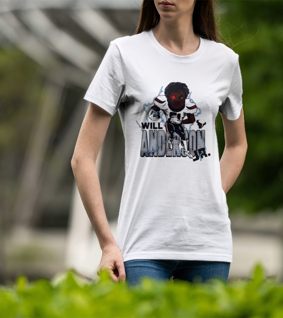 Houston Texans Will Anderson Jr Lightning Caricature Player T-Shirt