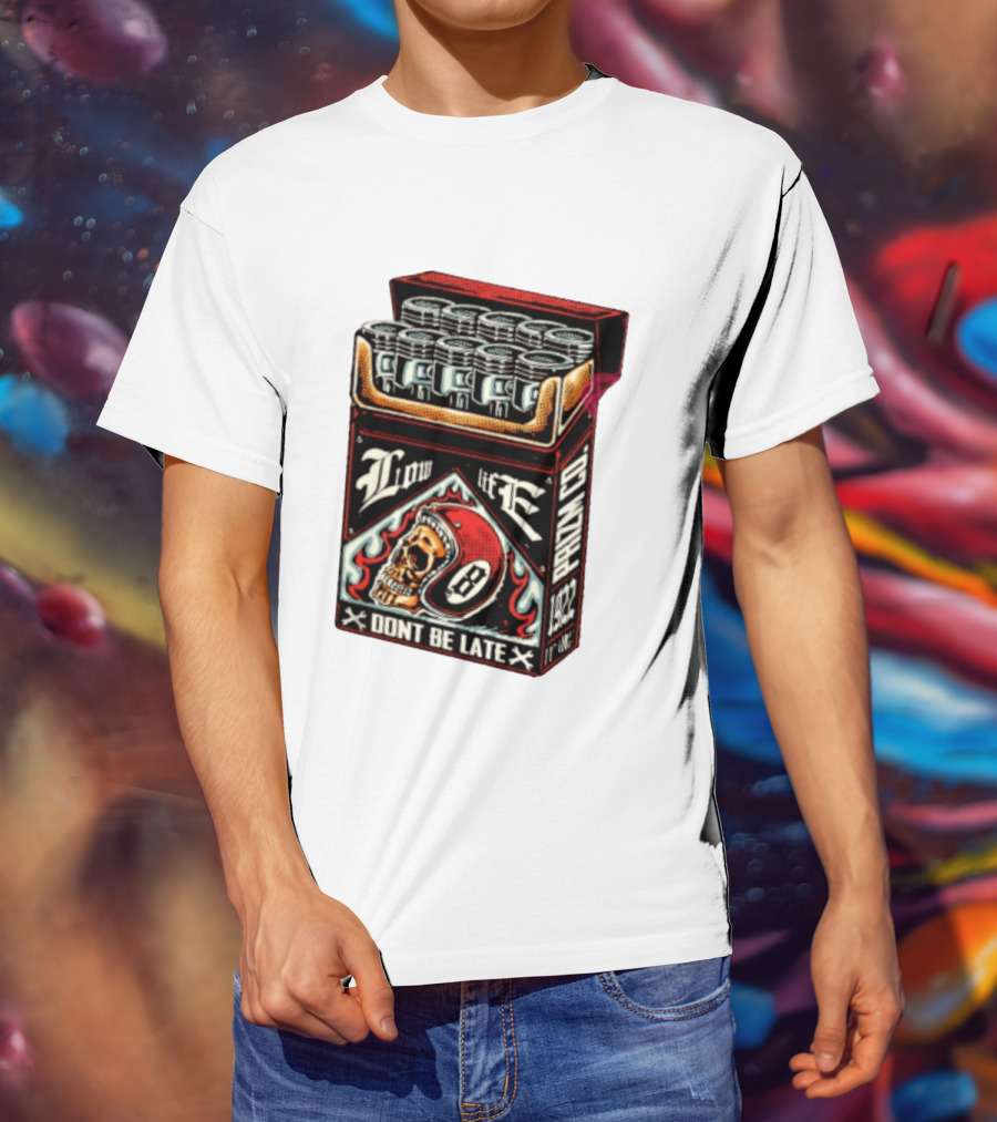 Low Life Prizm Co Don't Be Late Skull Helmet Pistons Pack T-Shirt