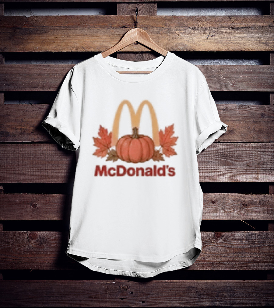 McDonald's Autumn Pumpkin Leaves Thankful Blessed Lovin It T-Shirt