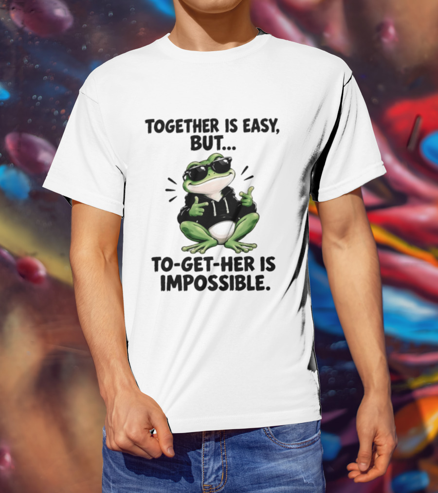Together Is Easy But To Get Her Is Impossible Cool Frog And Sunglasses T-Shirt