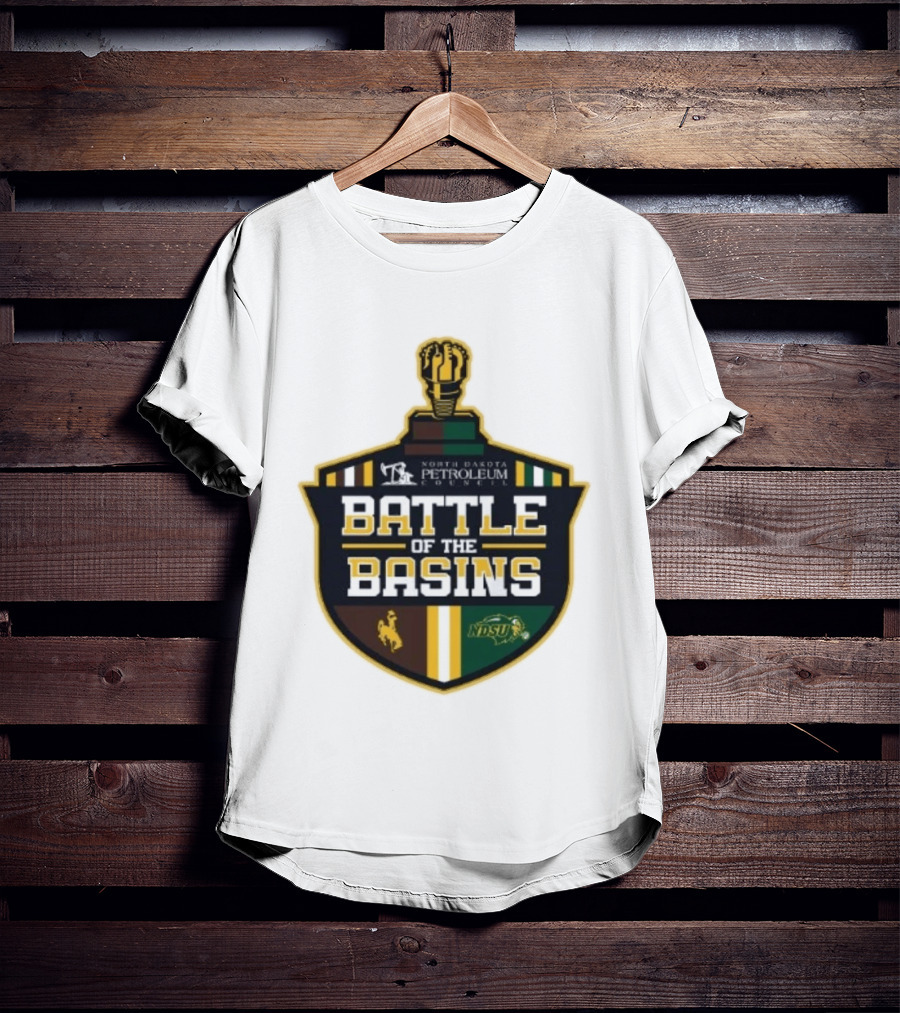 North Dakota Petroleum Council Battle Of The Basins Wyoming Cowboys Vs North Dakota State Bison T-Shirt