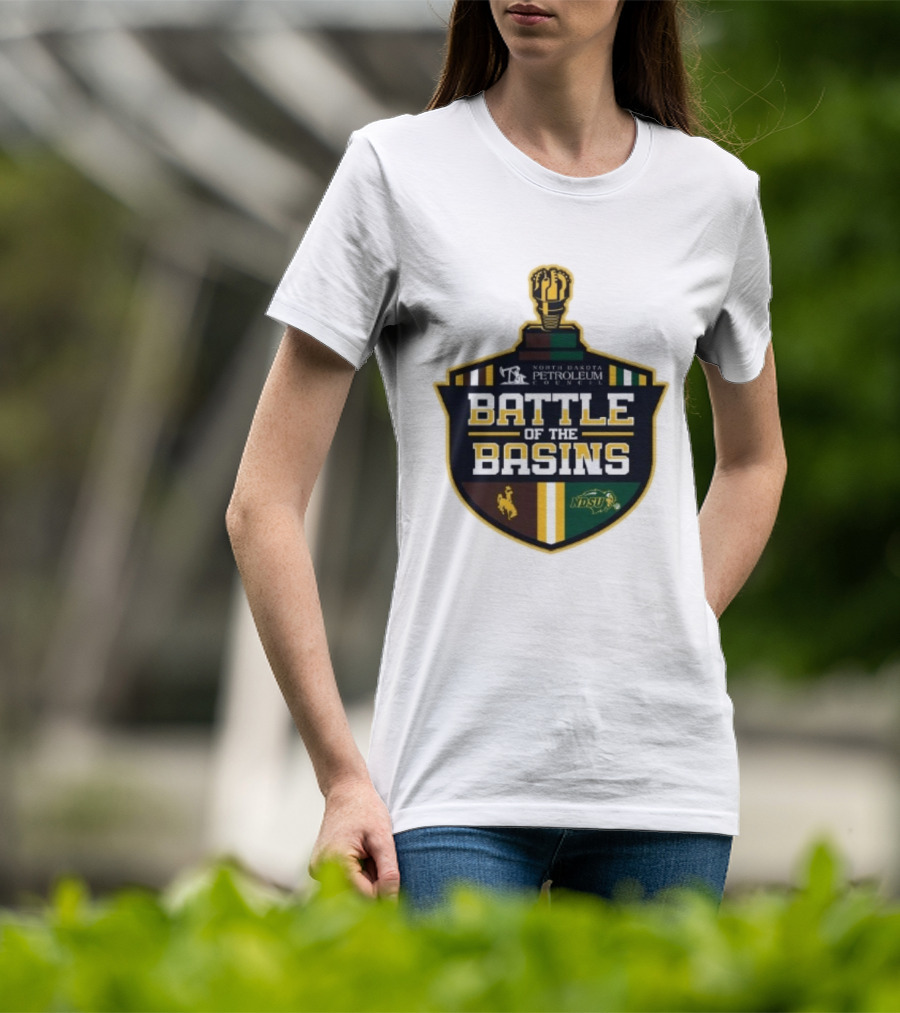 North Dakota Petroleum Council Battle Of The Basins Wyoming Cowboys Vs North Dakota State Bison T-Shirt