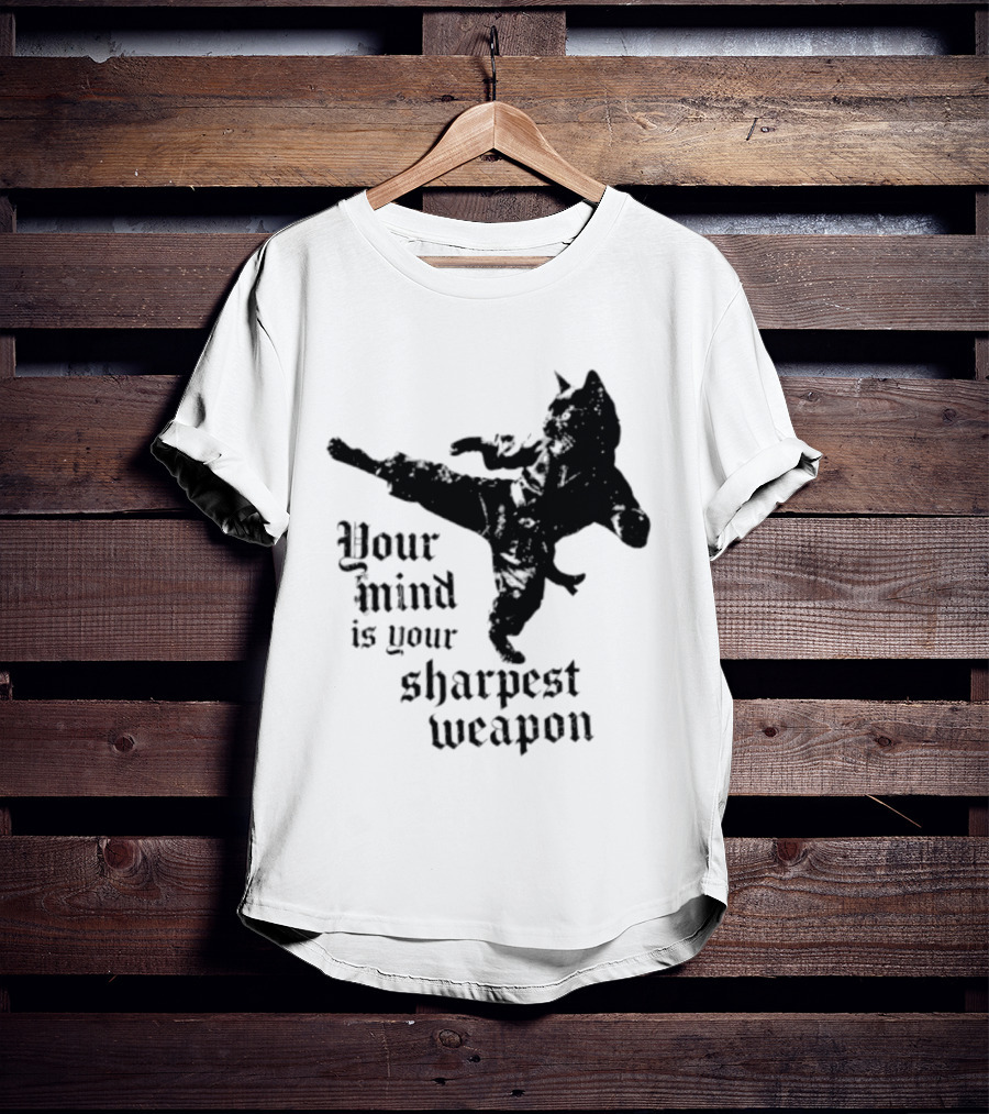 Your Mind Is Your Sharpest Weapon Karate Cat T-Shirt