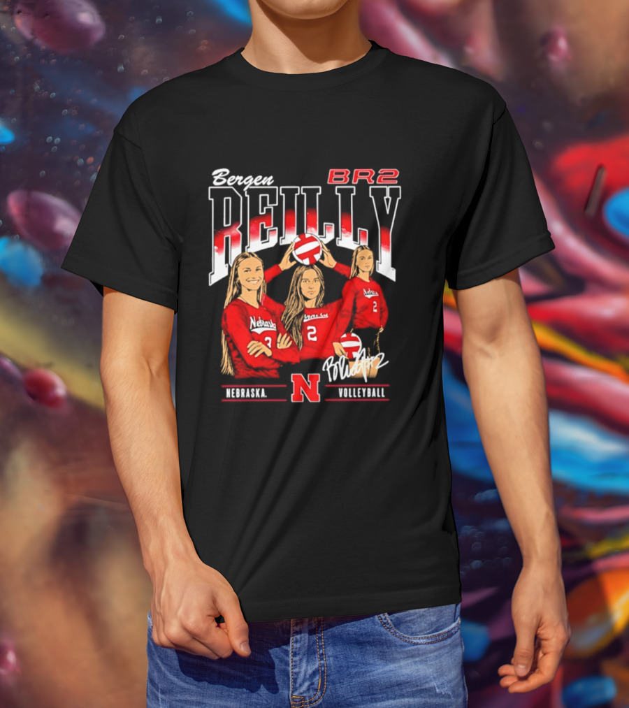 Bergen Reilly BR2 Nebraska Cornhuskers Volleyball Nebraska Volleyball T-Shirt