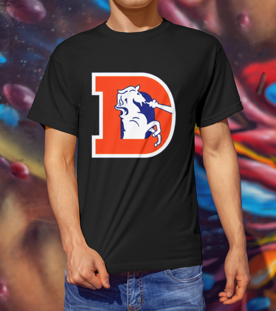 Bo Nix Broncos Old School Denver Horse Icon D T-Shirt
