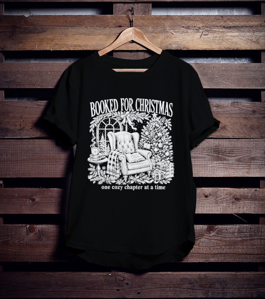 Booked For Christmas Cozy Chapter By The Fireplace T-Shirt