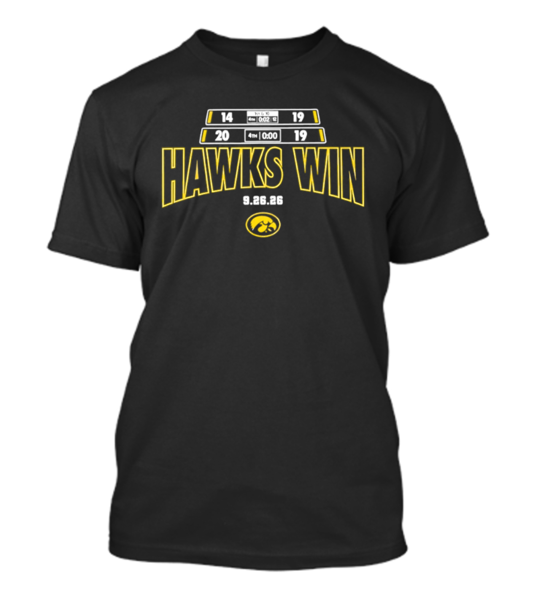 Iowa Hawkeyes Hawks Win Score 24 22 2026 T-Shirt