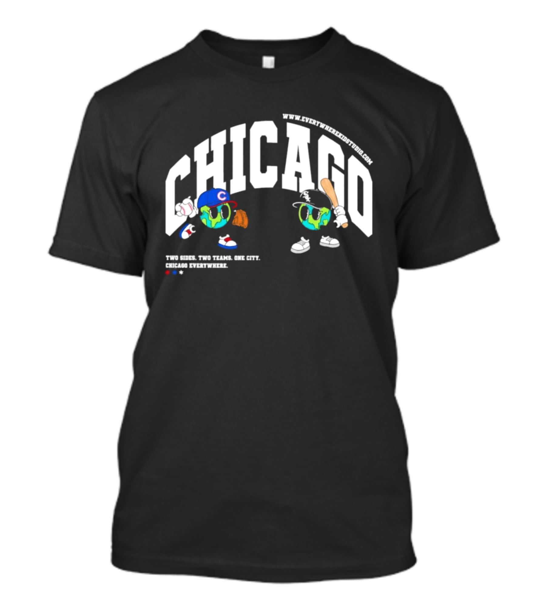 Chicago Cubs White Sox Two Sides One City Baseball Everywhere T-Shirt