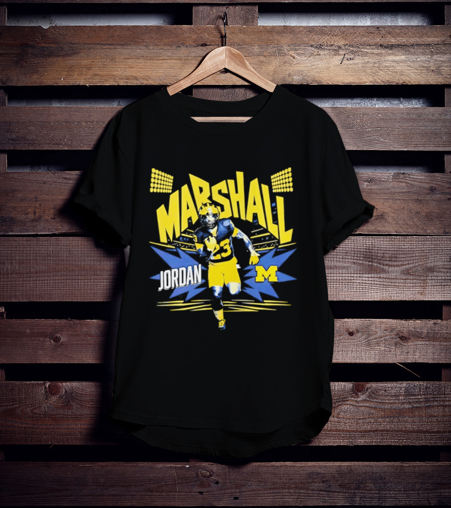 Jordan Marshall Michigan Wolverines Comic Book Style Michigan Wolverines T-Shirt