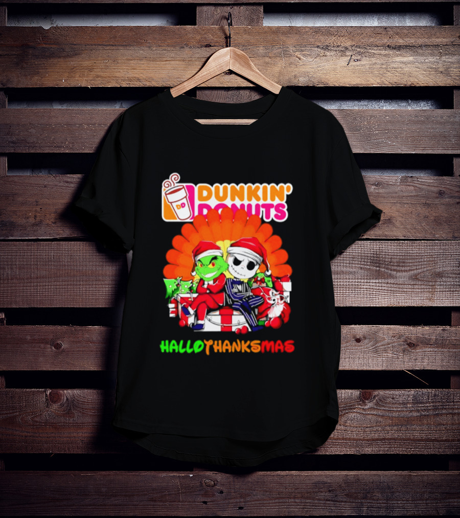 Dunkin' Donuts Grinch Jack Skellington Hallothanksmas 2026 T-Shirt