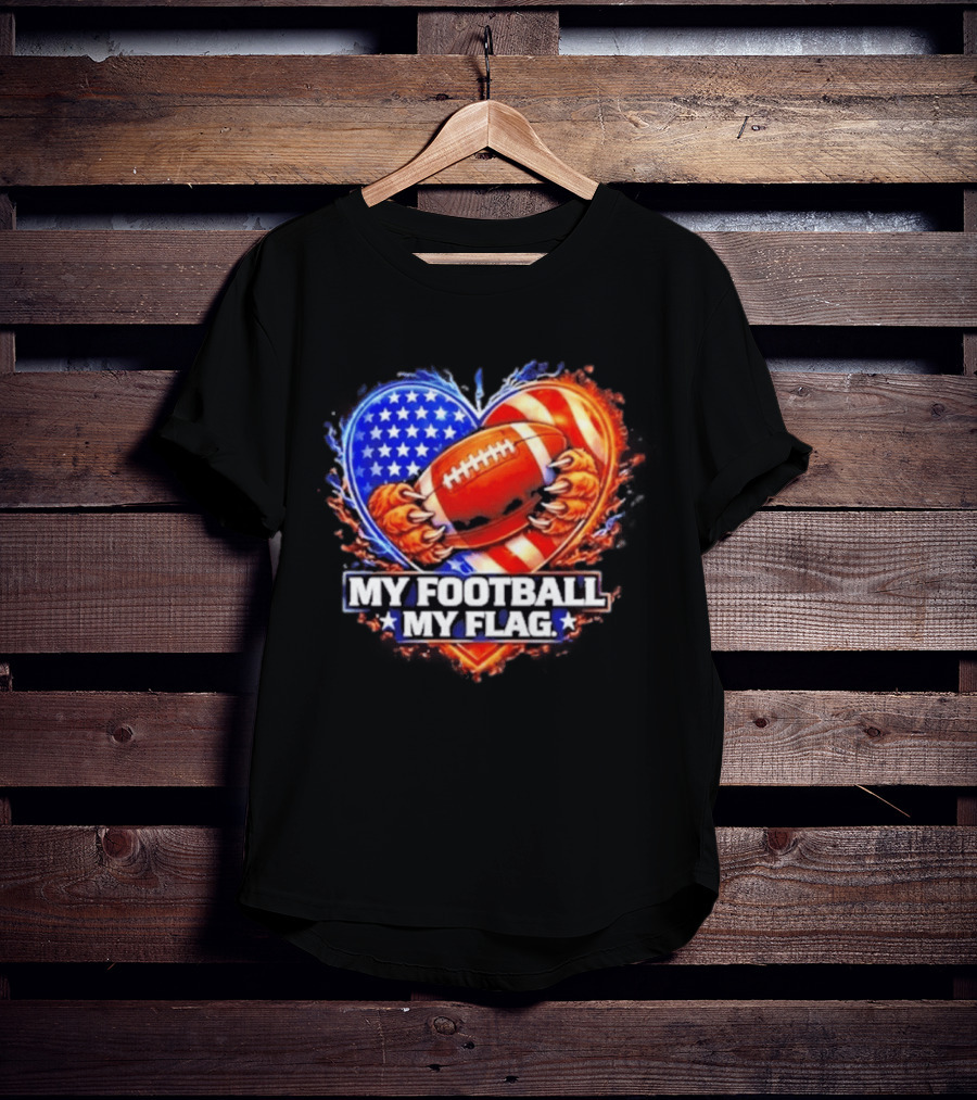 Heart American Football 2026 Season My Football My Flag T-Shirt