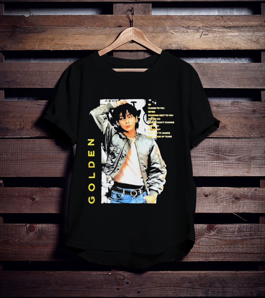Seok Jin Wearing Jungkook Golden Visual With Song Titles T-Shirt