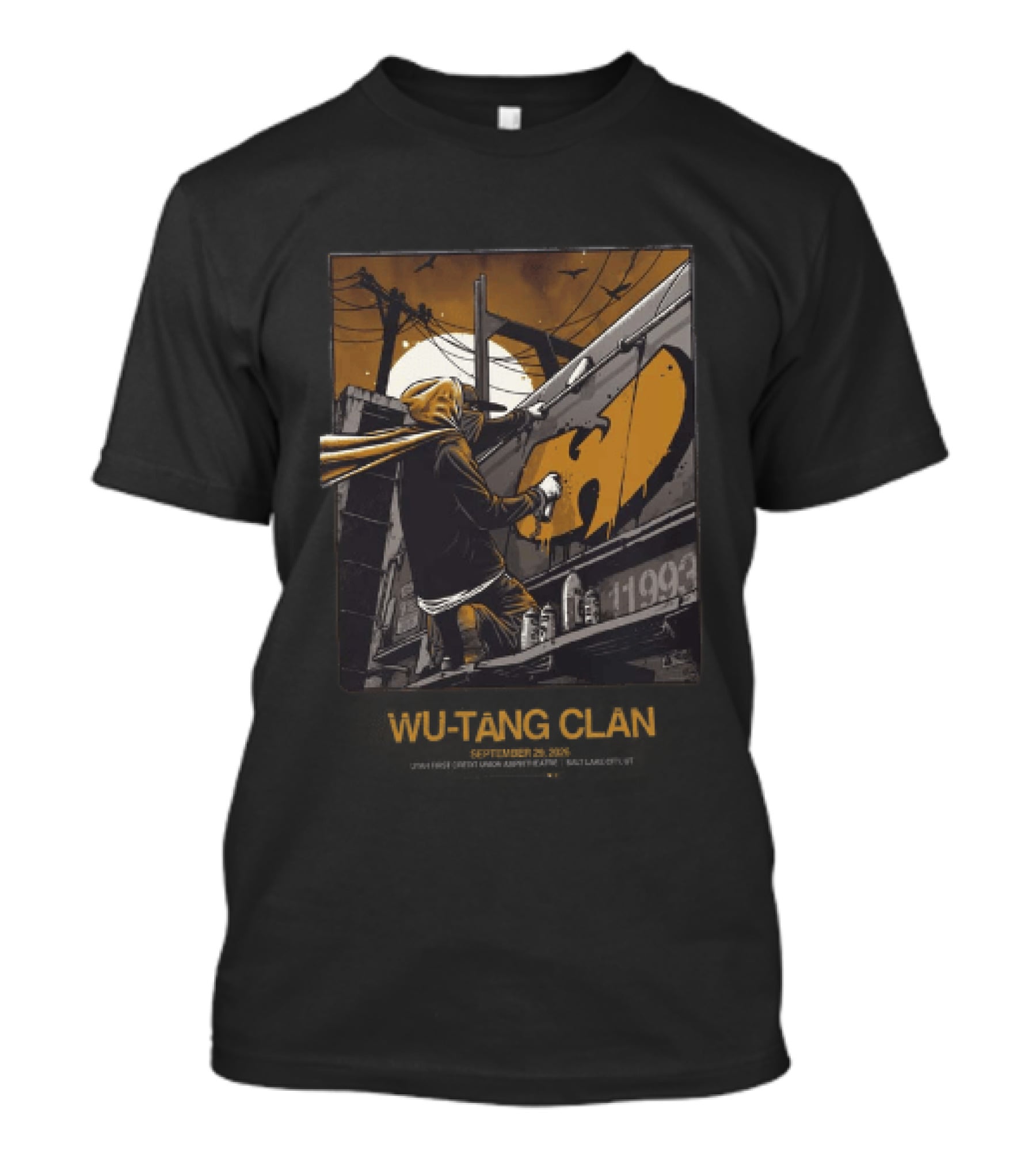 Wu Tang Clan Graffiti Art With Iconic Logo And Hooded Artist Scene T-Shirt