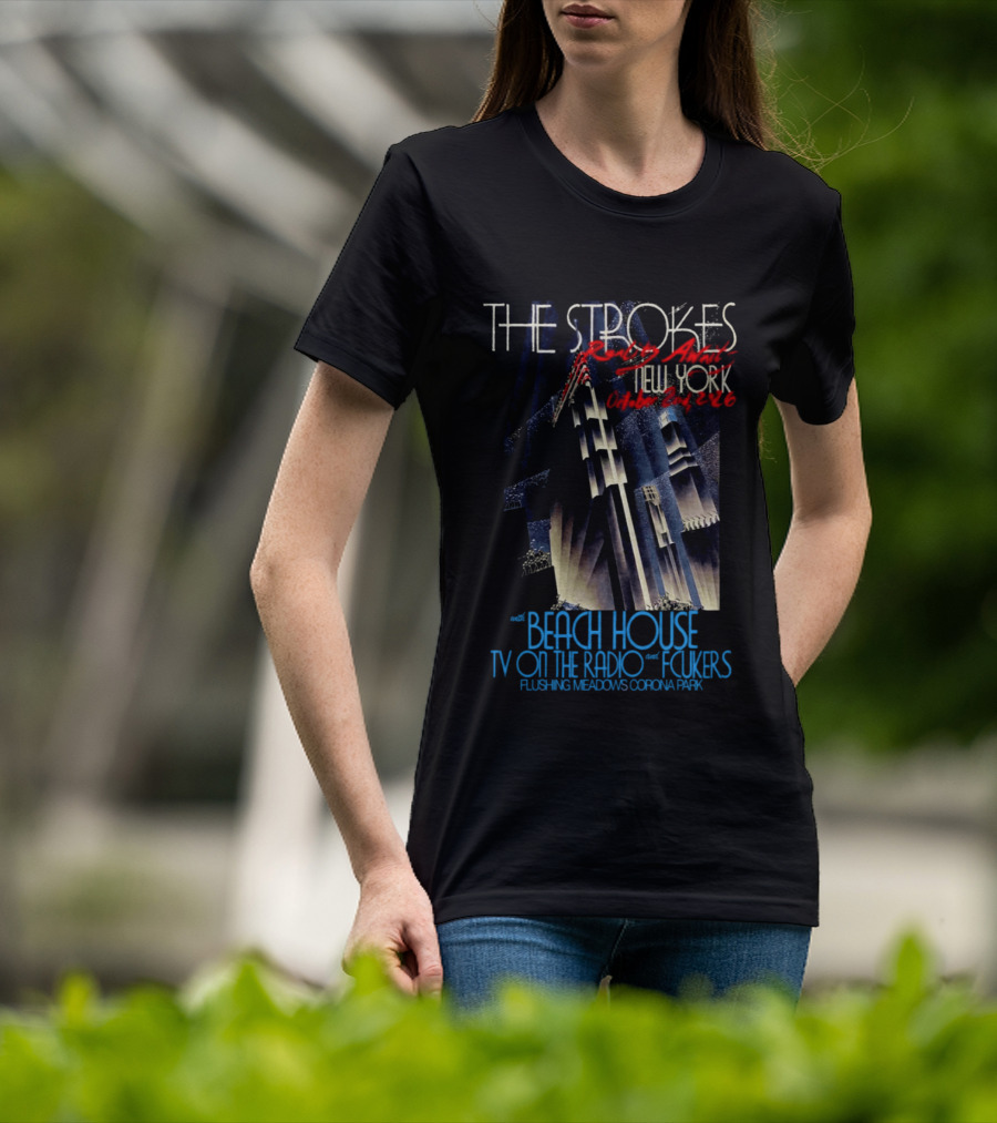 The Strokes October 2 2026 Flushing Meadows Corona Park Queens NY Beach House TV On The Radio Folkers T-Shirt