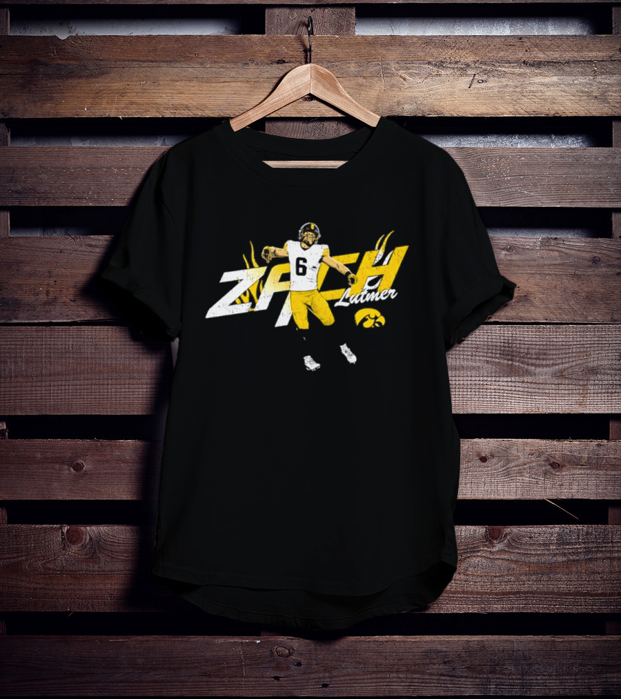 Zach Lutmer Iowa Hawkeyes Number 6 NCAA Football Player Celebration T-Shirt
