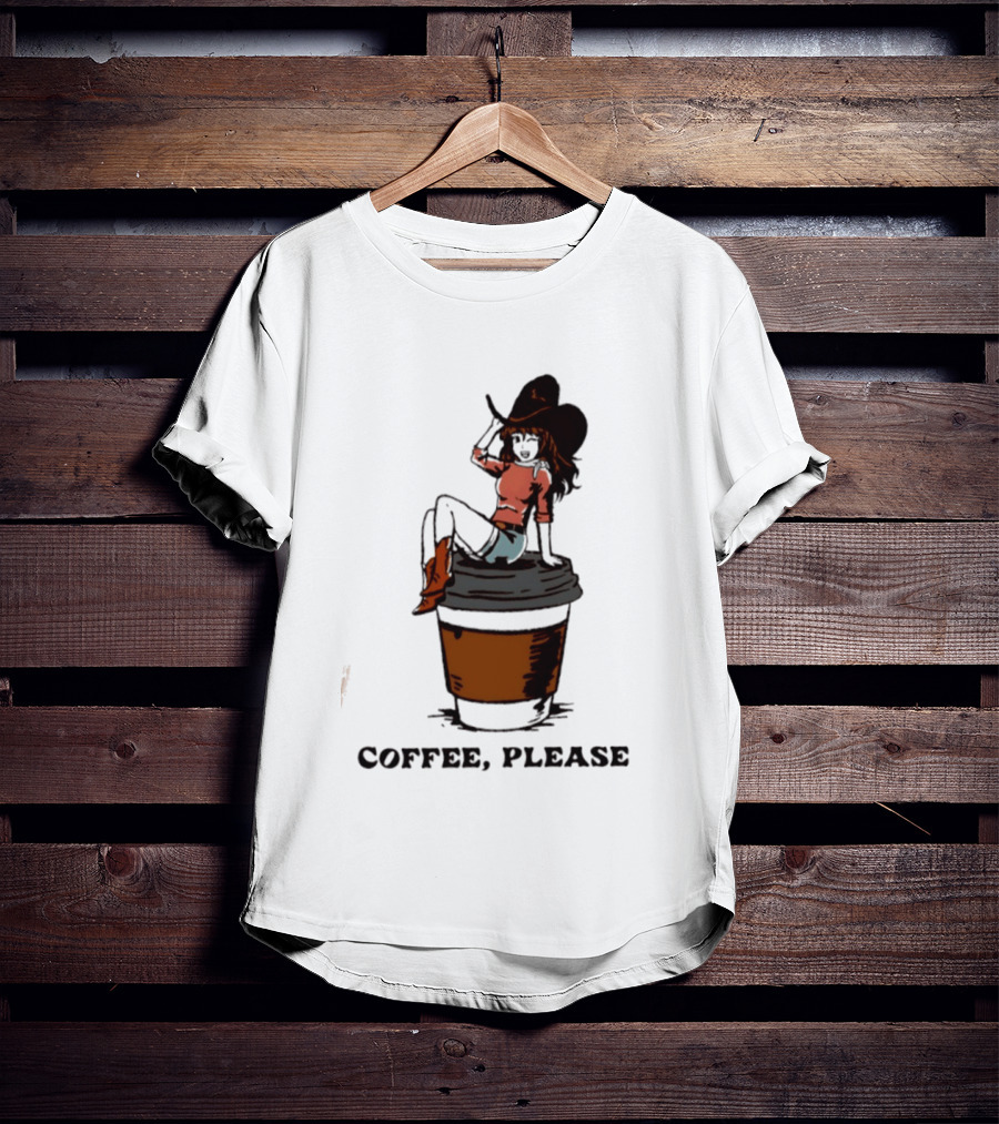 Cowgirl Coffee Please Western Caffeine Cartoon T-Shirt