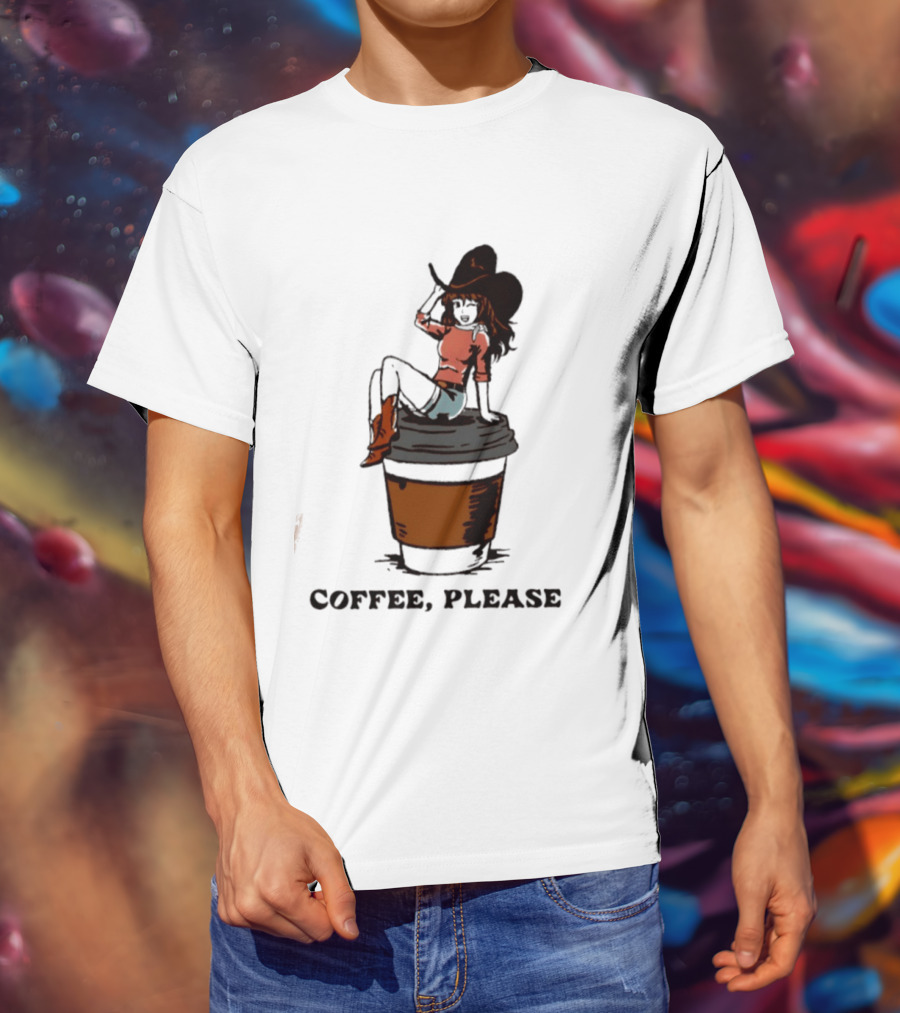 Cowgirl Coffee Please Western Caffeine Cartoon T-Shirt