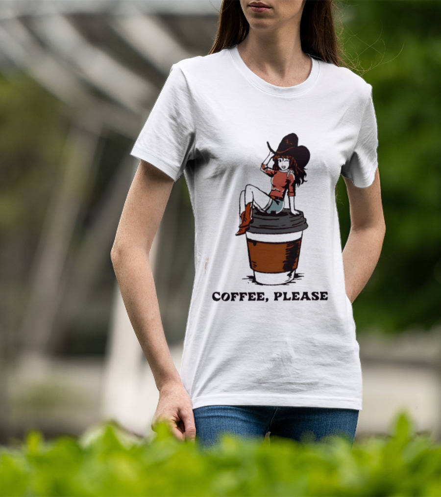 Cowgirl Coffee Please Western Caffeine Cartoon T-Shirt