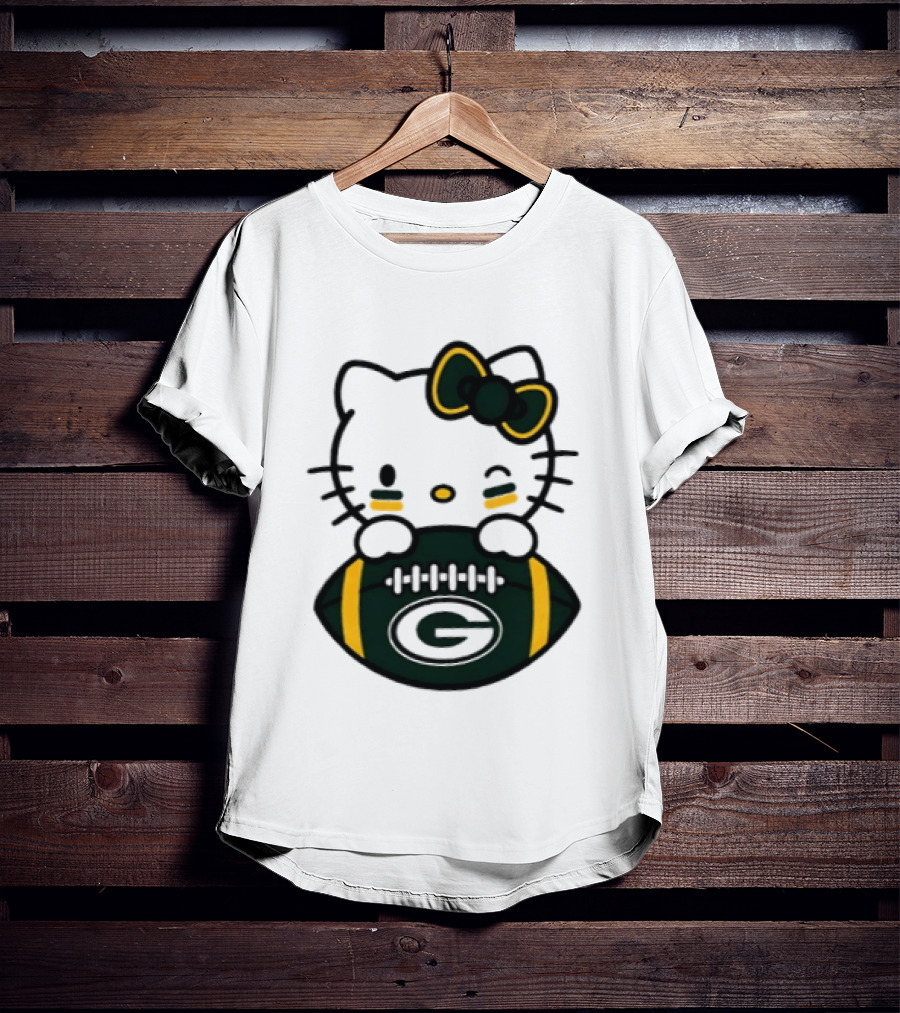 Green Bay Packers Hello Kitty Collaboration 2026 Football Season T-Shirt