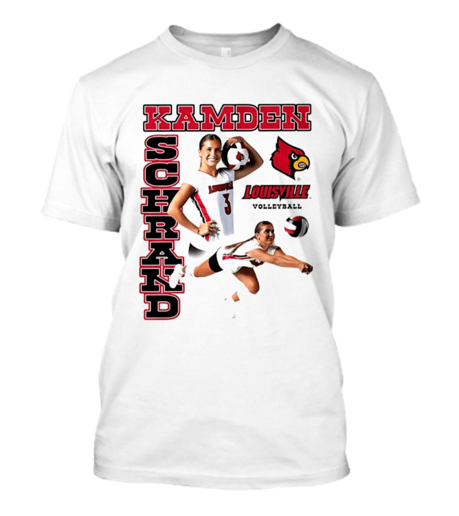 Kamden Schrand Louisville Cardinals Volleyball NCAA Sports Team Player Action T-Shirt