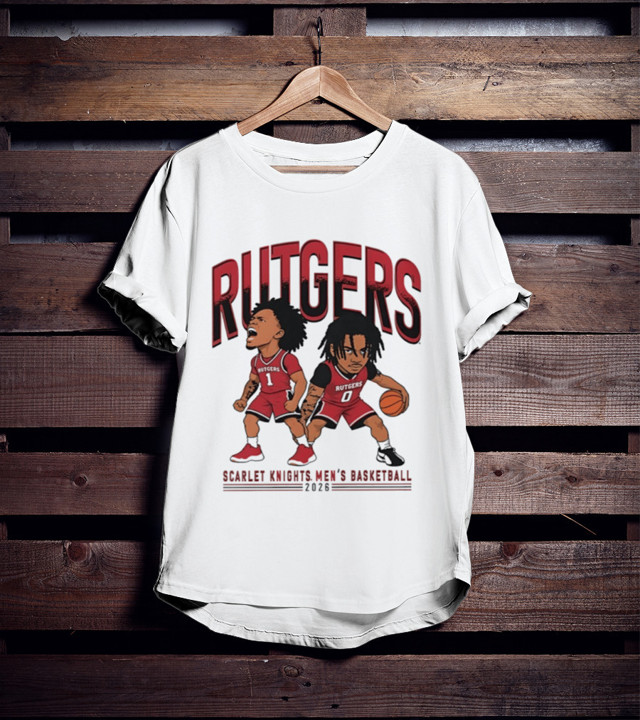 Rutgers Scarlet Knights Men's Basketball 2023 Tariq Francis Jamichael Davis Caricature T-Shirt