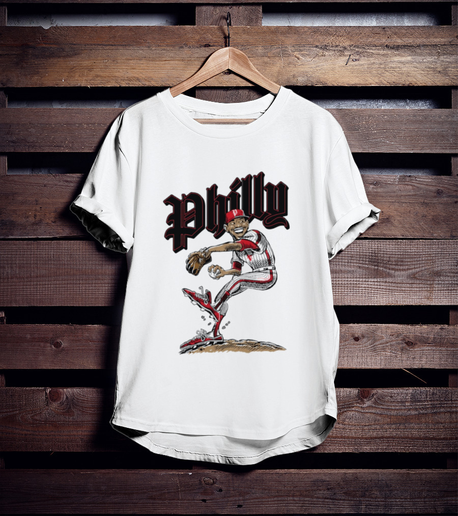 Philly Baseball Player Caricature T-Shirt