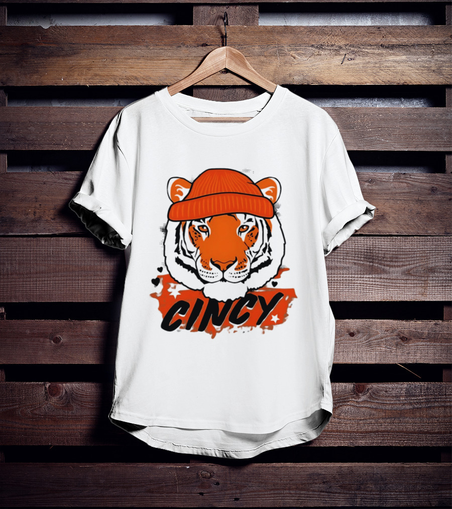 Cincy Tiger Beanie Cincinnati Bengals Football T-Shirt