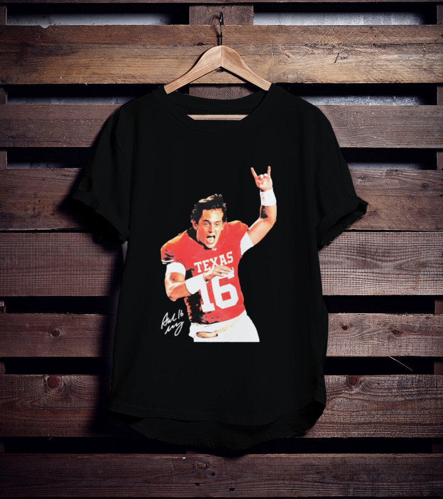 Arch Manning Texas Longhorns 16 Rock Hand Gesture T-Shirt