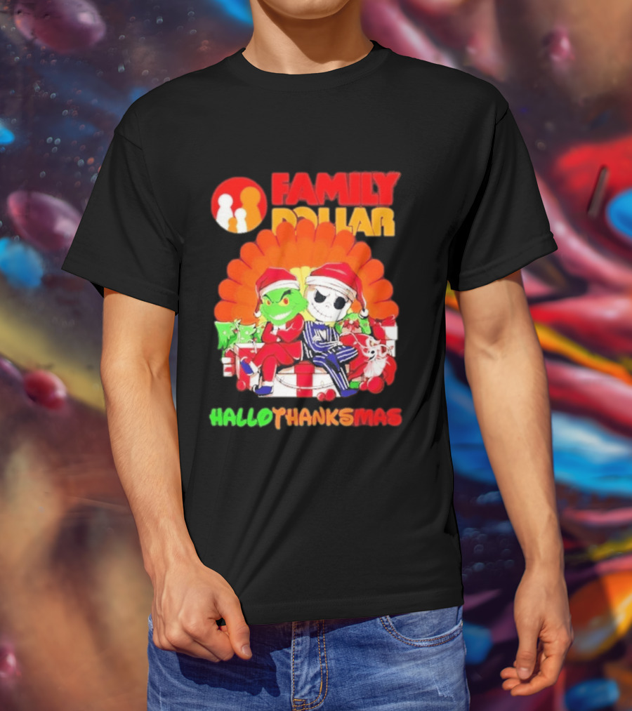 Family Dollar Grinch Jack Skellington Hallothanksmas 2026 T-Shirt
