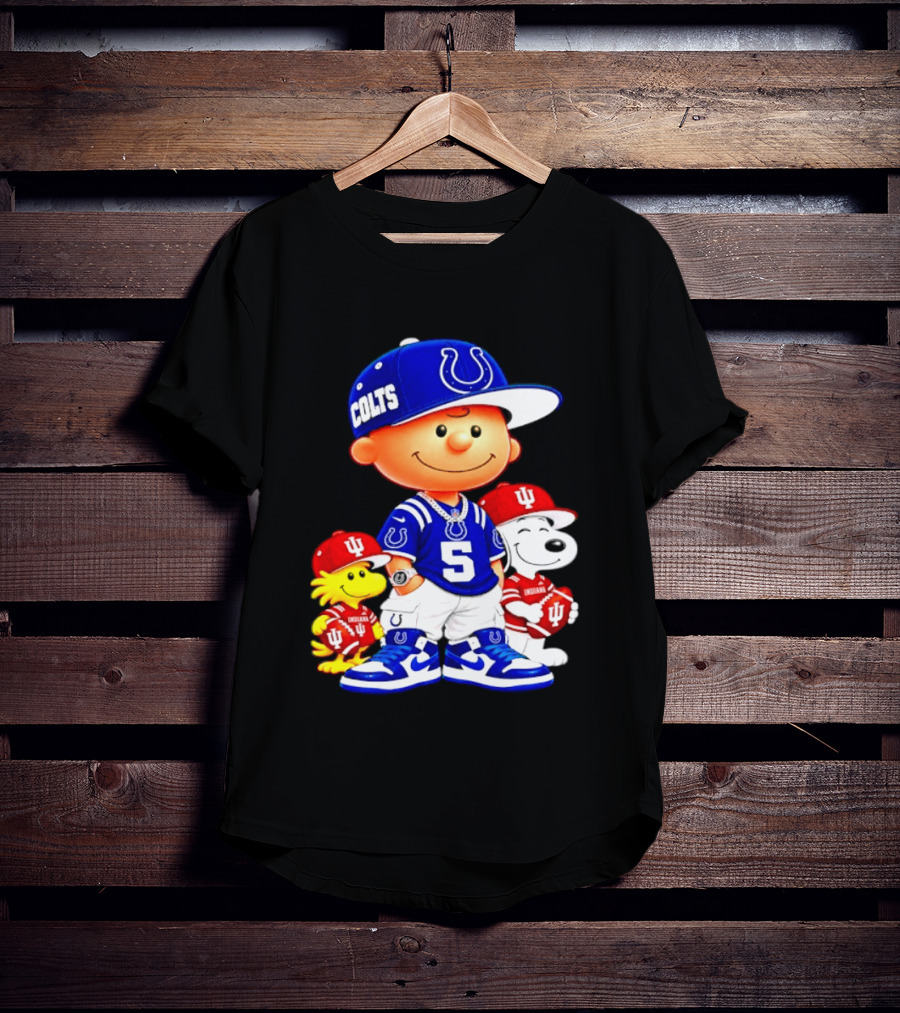 Charlie Brown And Snoopy Indianapolis Colts Indiana Hoosiers Football Team Merchandise T-Shirt