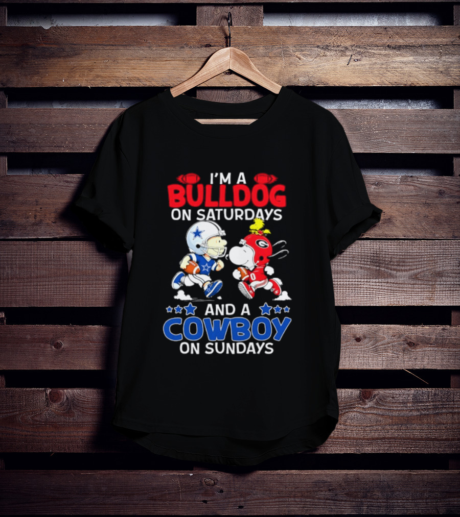 I'm A Bulldog On Saturdays And A Cowboy On Sundays Football Peanuts Sports T-Shirt