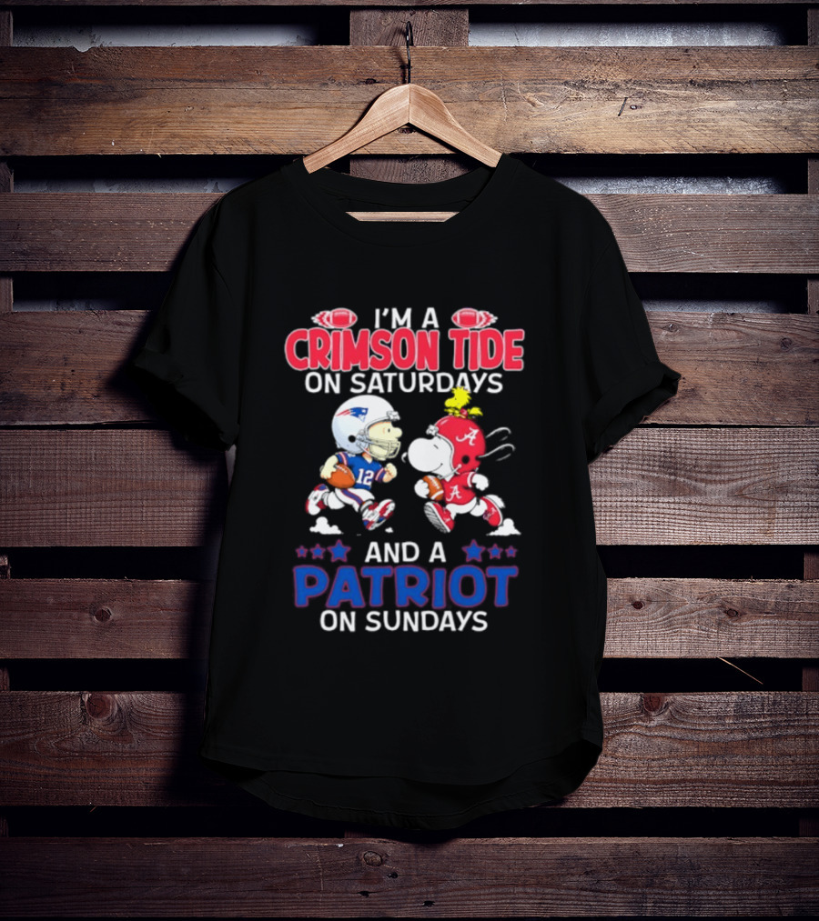 I'm A Crimson Tide On Saturdays And A Patriot On Sundays Football Peanuts T-Shirt