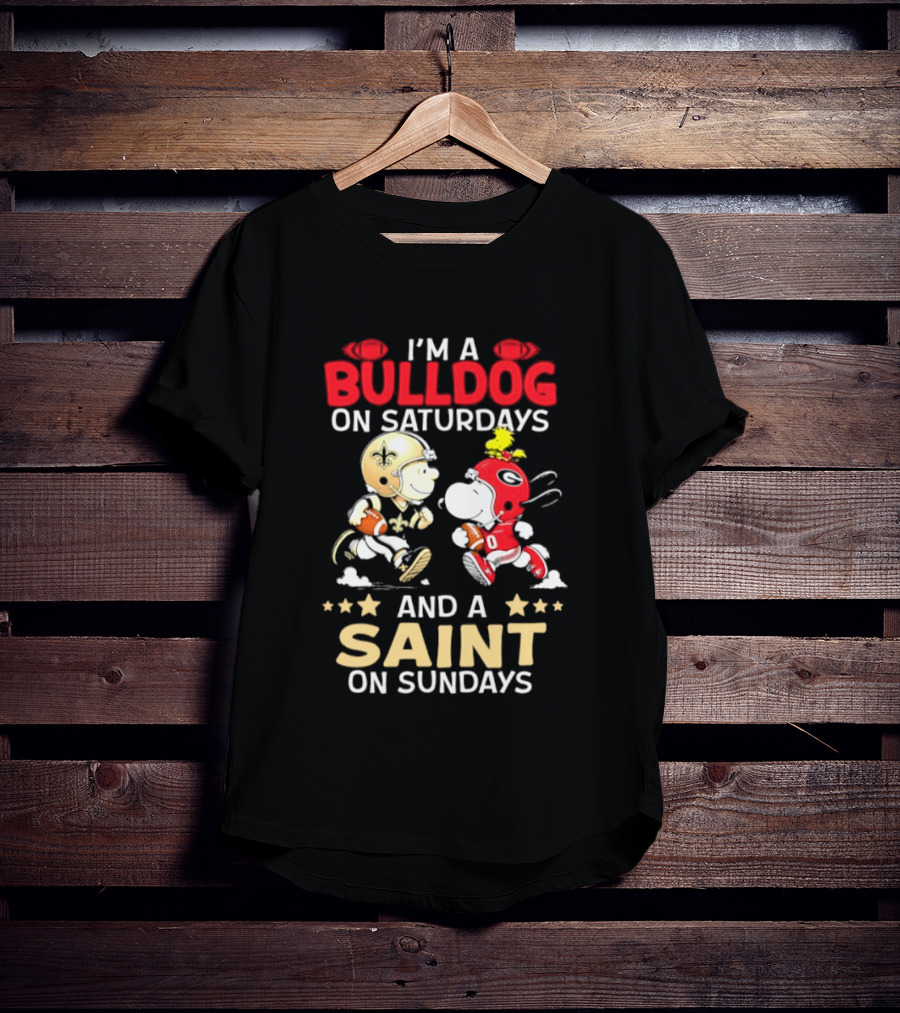I'm A Bulldog On Saturdays And A Saint On Sundays Football Peanuts T-Shirt
