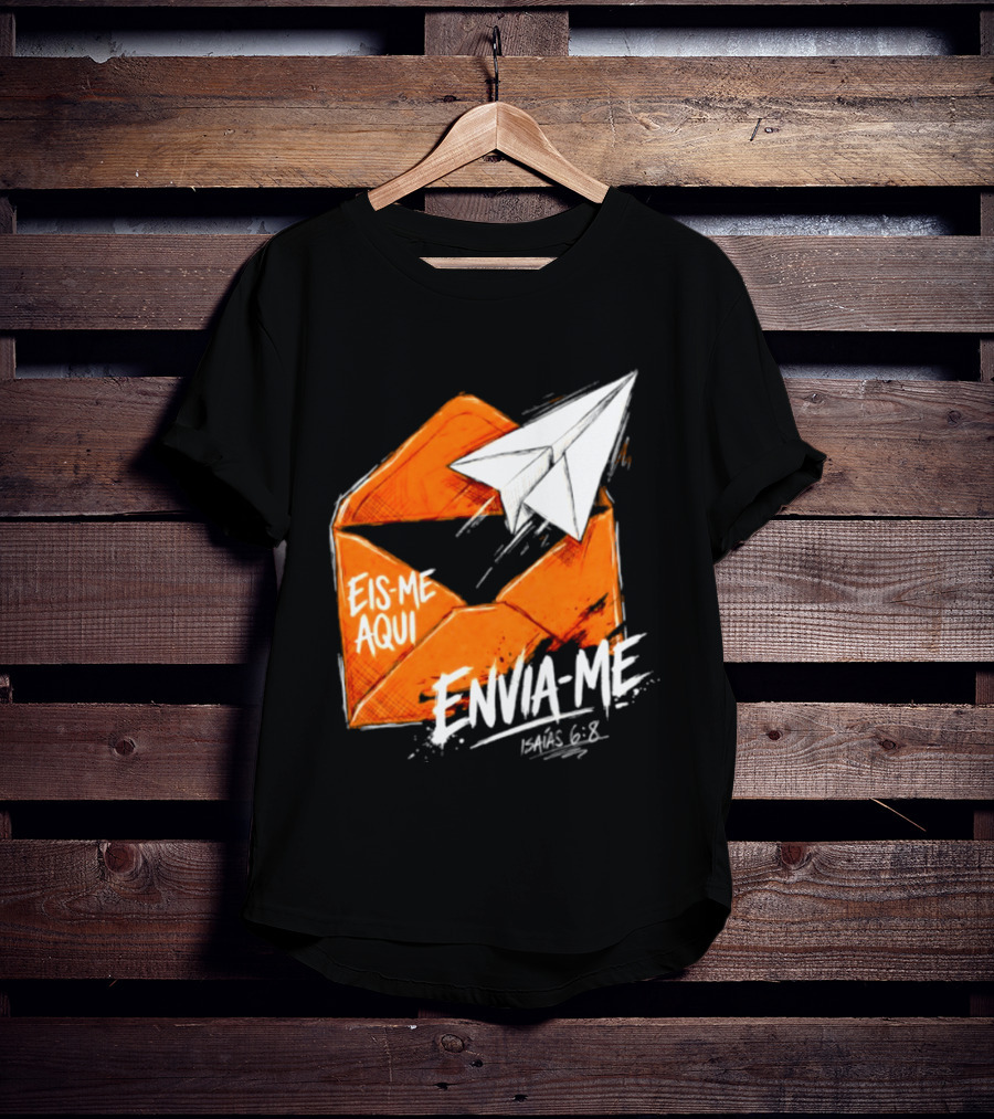 Eis Me Aqui Envia Me Isaias 6 8 Christian Envelope Paper Airplane T-Shirt