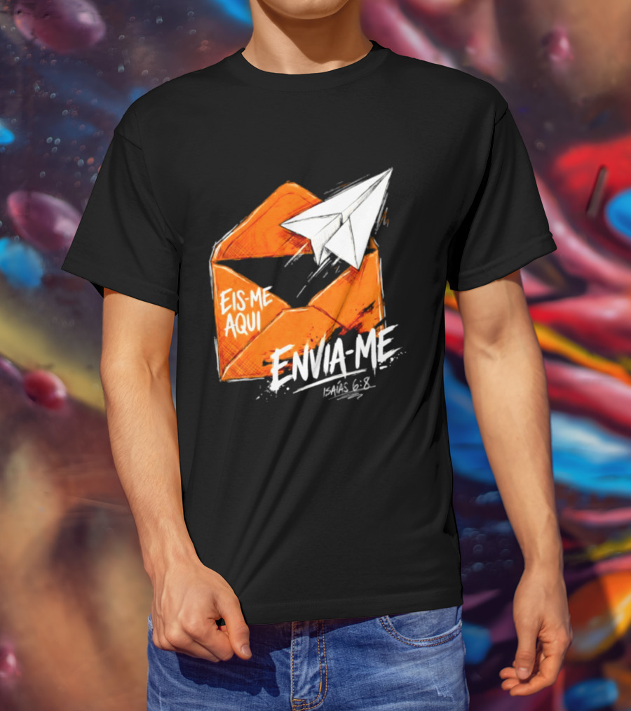Eis Me Aqui Envia Me Isaias 6 8 Christian Envelope Paper Airplane T-Shirt