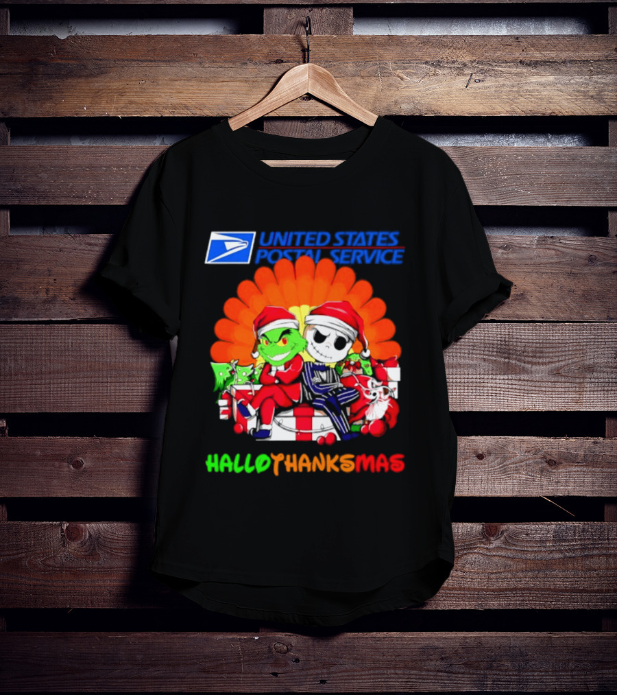 United States Postal Service Grinch Jack Skellington Hallothanksmas 2026 T-Shirt