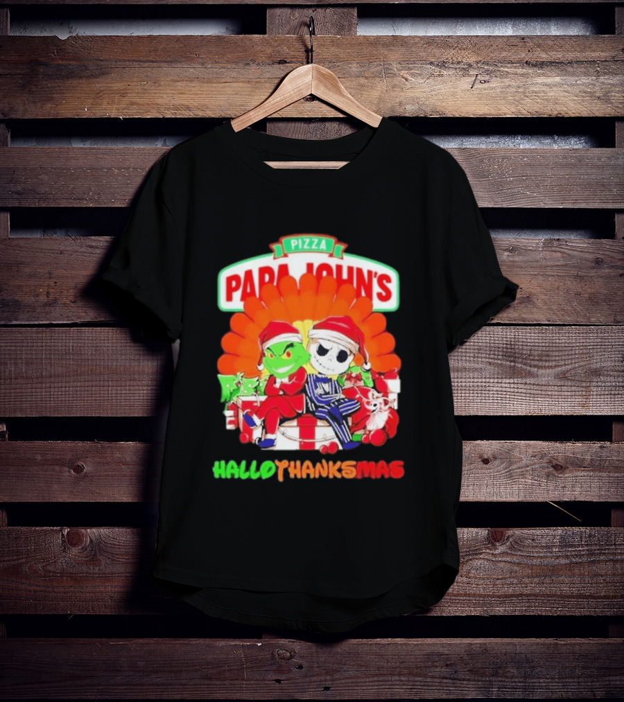 Papa John's Pizza Grinch Jack Skellington Hallothanksmas 2026 T-Shirt