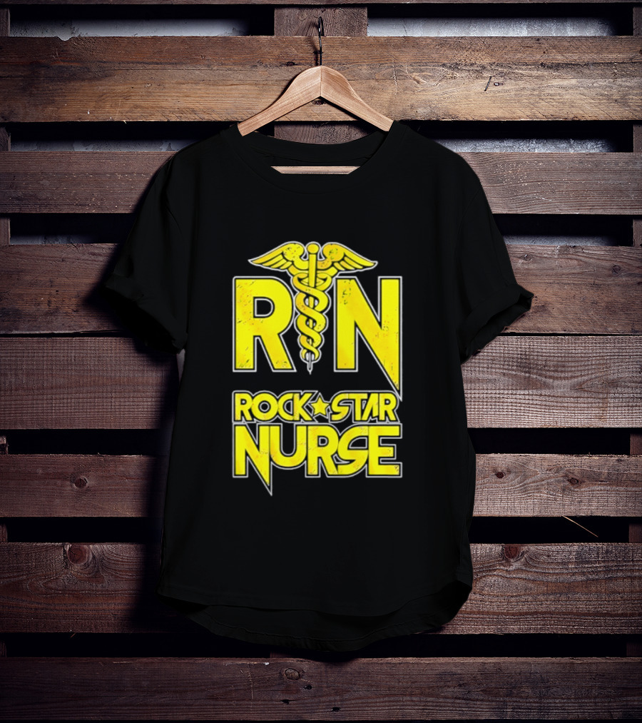 RN Rock Star Nurse Medical Professional Caduceus T-Shirt