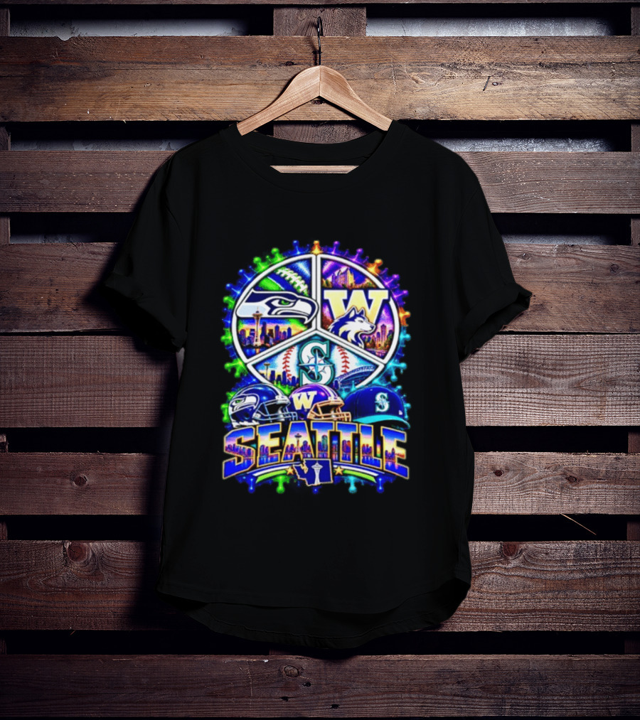 Seattle Seahawks Washington Huskies Mariners Skyline Sports Team Collection T-Shirt