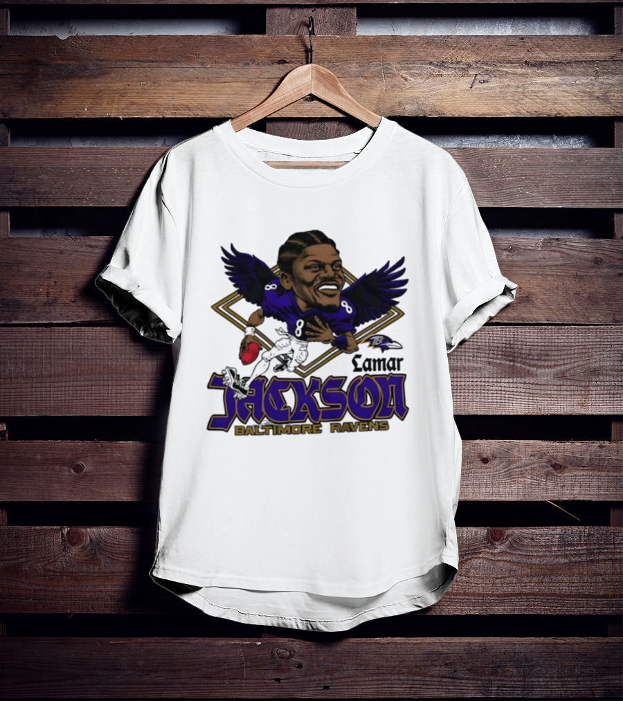 Lamar Jackson Baltimore Ravens Caricature T-Shirt