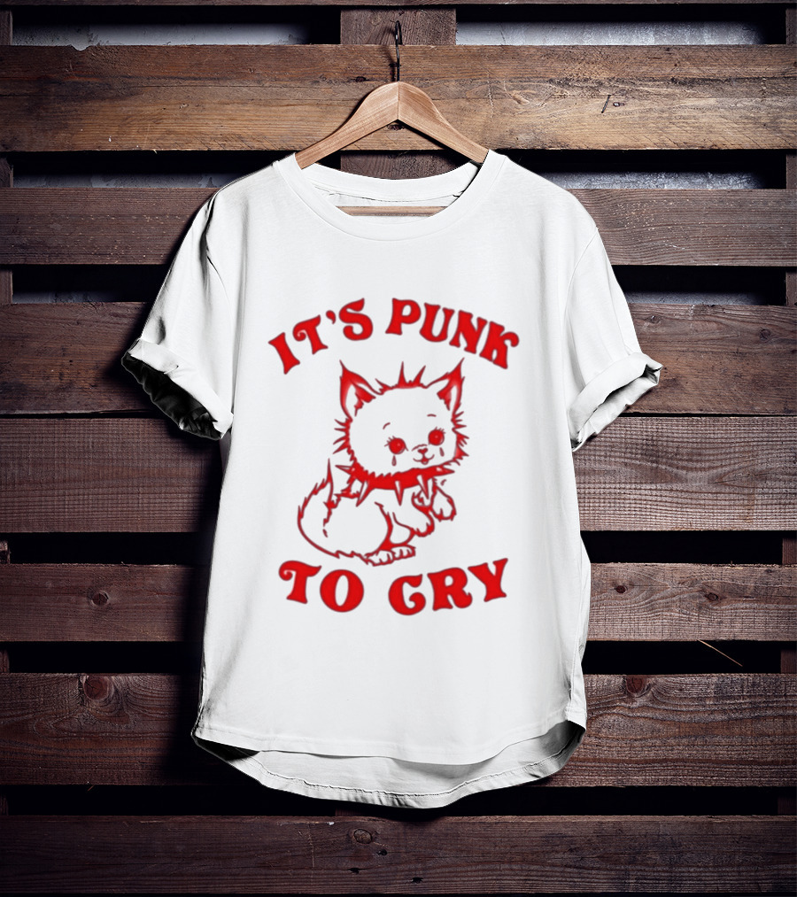It's Punk To Cry Cat Spiked Collar T-Shirt