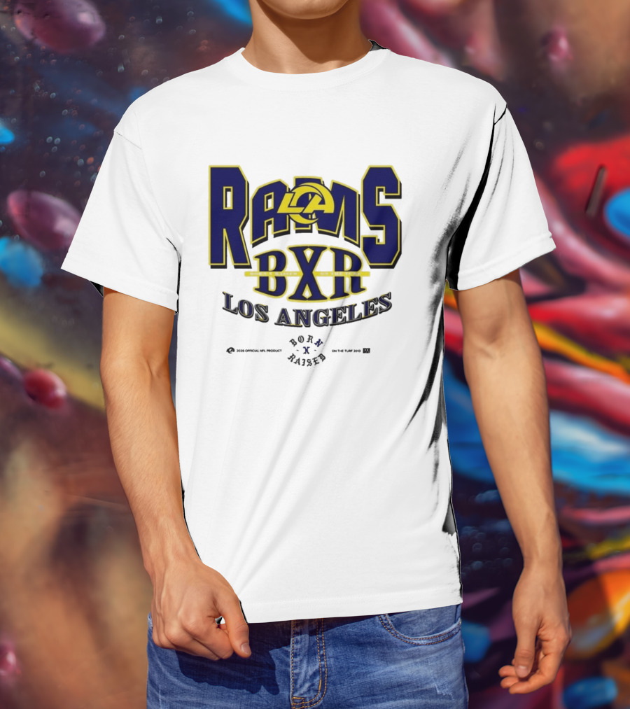 Los Angeles Rams BXR Born X Raised On The Turf 2026 Product White T-Shirt